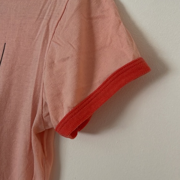 ACTIVE KNITWEAR | Women’s Peach Marilyn Monroe Graphic  Ringer Tee Size Large - Picture 5 of 6